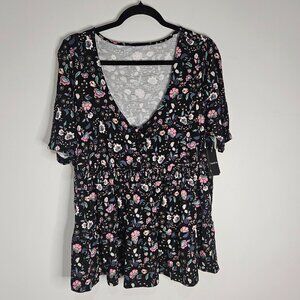NWT Short Sleeve Peplum Top with Bow Detail